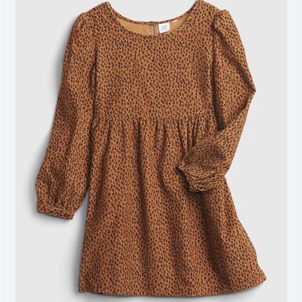 Gap Kids corduroy babydoll dress Brown Leopard Print Dress